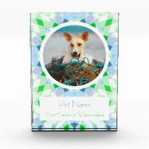 Pretty Blue Green Pet Cat Dog Memorial Keepsake
