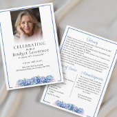 Pretty Blue Hydrangea Celebrating Life - Funeral Programm