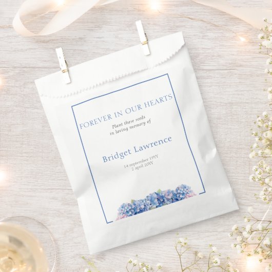 Pretty Blue Hydrangea Funeral Seed Packet Geschenktütchen (Ausgeschnitten)