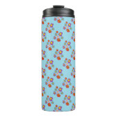 Pretty Blue Ladybug and Flowers Pattern Thermosbecher (Vorderseite)
