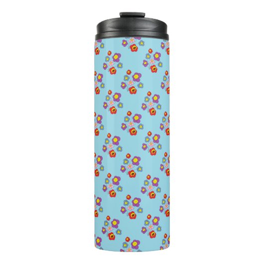 Pretty Blue Ladybug and Flowers Pattern Thermosbecher (Vorderseite)