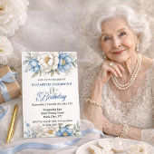 Pretty Blue Magnolia and Peony 101st Birthday Einladung