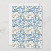 Pretty Blue Magnolia and Peony 99th Birthday Einladung (Rückseite)