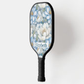 Pretty Blue Magnolia and Peony Personalized Pickleball Schläger (Links)