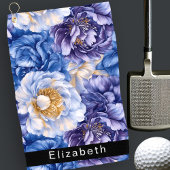 Pretty Blue Peony Personalized Golfhandtuch