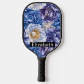 Pretty Blue Peony Personalized Pickleball Schläger (Rückseite)