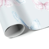 Pretty Blue Pink Butterflies Birthday Geschenkpapier (Rolleneckpunkt)