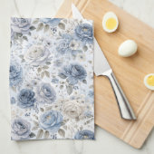 Pretty Blue Rose Floral Watercolor  Geschirrtuch (Viertel Falte)