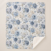 Pretty Blue Rose Floral Watercolor  Sherpadecke (Vorderseite)