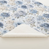 Pretty Blue Rose Floral Watercolor  Sherpadecke (3/4)