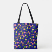 Pretty Blue Rose Pattern Monogram Tasche (Rückseite)