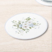 Pretty Blue White Floral Bridal Shower Runder Pappuntersetzer (Angewinkelt)