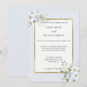 Pretty Blue White Floral Wedding Einladung (Vorne/Hinten)