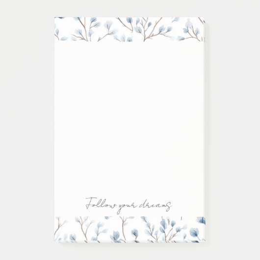 Pretty Blue White Flowers Post-it Klebezettel (Vorderseite)