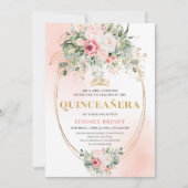 Pretty Blush Pink Eucalyptus Quinceañera Invite Einladung (Vorderseite)