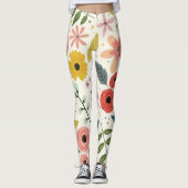 Pretty Blush Pink Floral Botanical Leggings (Vorderseite)