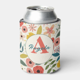 Pretty Blush Pink Floral Botanical Monogram Dosenkühler