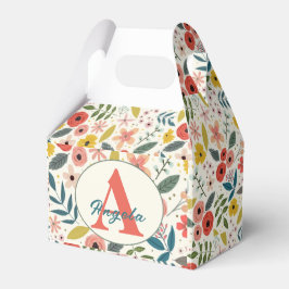 Pretty Blush Pink Floral Botanical Monogram Geschenkschachtel