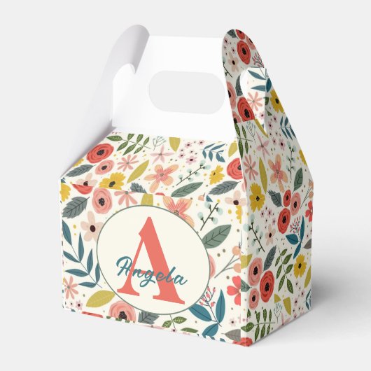 Pretty Blush Pink Floral Botanical Monogram Geschenkschachtel (Vorderseite)