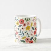 Pretty Blush Pink Floral Botanical Monogram Kaffeetasse (VorderseiteRechts)