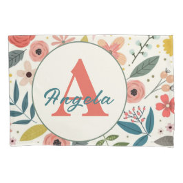 Pretty Blush Pink Floral Botanical Monogram Kissenbezug