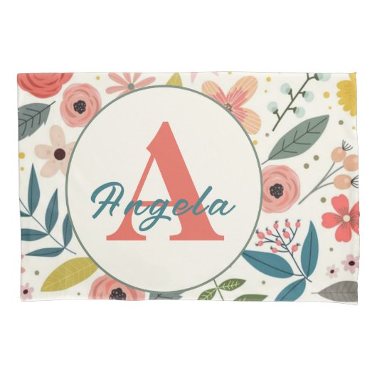 Pretty Blush Pink Floral Botanical Monogram Kissenbezug (Vorderseite)