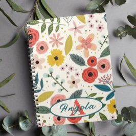 Pretty Blush Pink Floral Botanical Monogram Notizblock