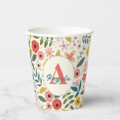 Pretty Blush Pink Floral Botanical Monogram Pappbecher (Vorderseite)