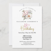 Pretty Blush Pink Peony Floral 18th Birthday Einladung (Vorderseite)