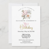 Pretty Blush Pink Peony Floral 21st Birthday Einladung (Vorderseite)