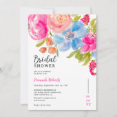 Pretty bohemian floral watercolor bridal shower einladung (Vorderseite)