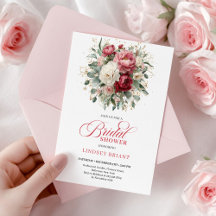 Pretty Bohemian Red Blush Gold Roses Bridal Shower