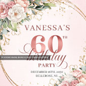 Pretty Boho Blush Pink Watercolor 60th Birthday   Serviette