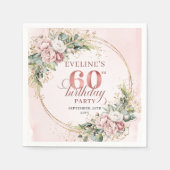 Pretty Boho Dusty Pink Eucalyptus 60th Birthday   Serviette (Vorderseite)