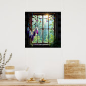 Pretty Boho Purple Dreamcatcher in Window   Poster (Küche)