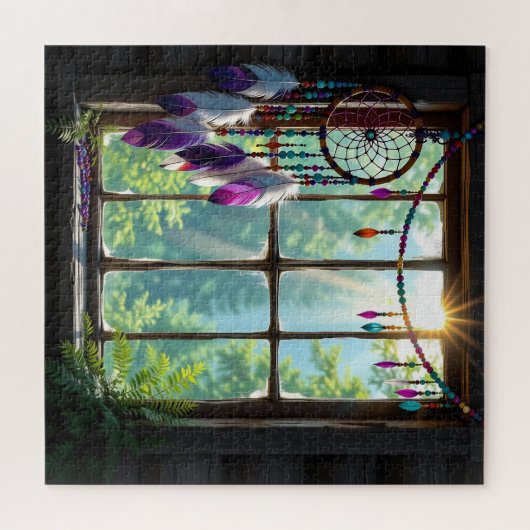 Pretty Boho Purple Dreamcatcher in Window Puzzle (Horizontal)