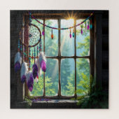 Pretty Boho Purple Dreamcatcher in Window   Puzzle (Vertikal)