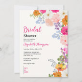 Pretty Boho Wildflowers Bridal Shower Einladung (Vorderseite)