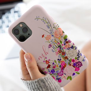 Pretty botanical floral wild flowers chic monogram Case-Mate iPhone 14 pro max hülle