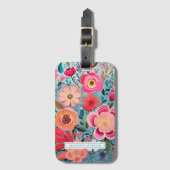 Pretty Botanical Girly Floral Pattern Gepäckanhänger (Vorderseite Vertikal)