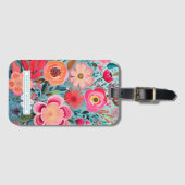 Pretty Botanical Girly Floral Pattern Gepäckanhänger (Vorderseite (Horizontal))