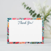 Pretty Botanical Girly Floral Thank You Dankeskarte (Stehend Vorderseite)