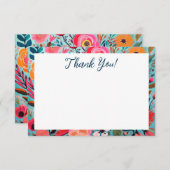 Pretty Botanical Girly Floral Thank You Dankeskarte (Vorne/Hinten)