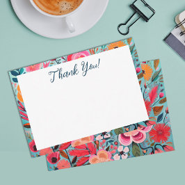 Pretty Botanical Girly Floral Thank You Dankeskarte