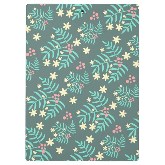 Pretty Botanical Leaves and Berries Blue Pattern Klemmbrett (Rückseite)