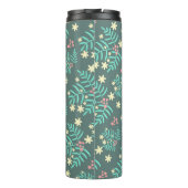 Pretty Botanical Leaves and Berries Blue Pattern Thermosbecher (Rückseite)