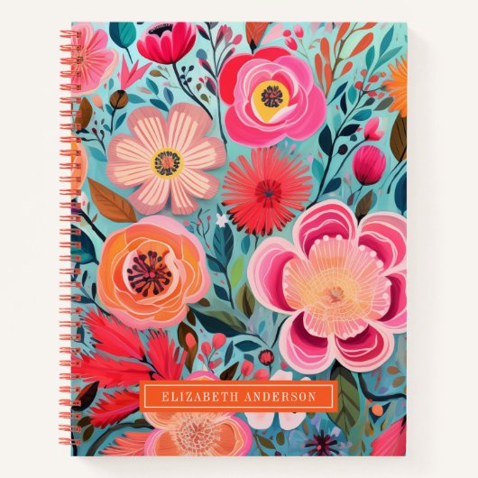 Pretty Botanical Stylish Floral Dot Journal Notizblock (Vorderseite)
