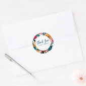 Pretty Botanical Watercolor Floral Thank You Runder Aufkleber (Umschlag)