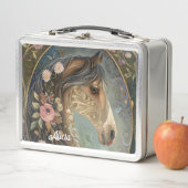 Pretty Brown Fantasy Horse in Enchanted Forest Metall Brotdose (Beispiel)
