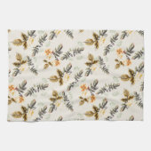 Pretty Brown Floral Fall Winter Foliage  Geschirrtuch (Horizontal)